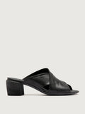 Black slides italian-made detail of the stitching and upper