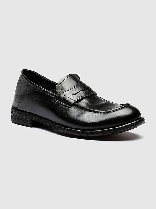 Black almond toe front view showing the shape of the toe