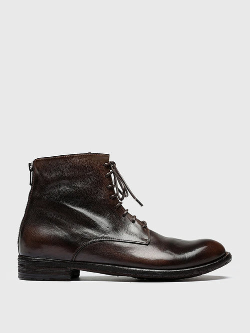 Brown back zip front view showing the shape of the toe