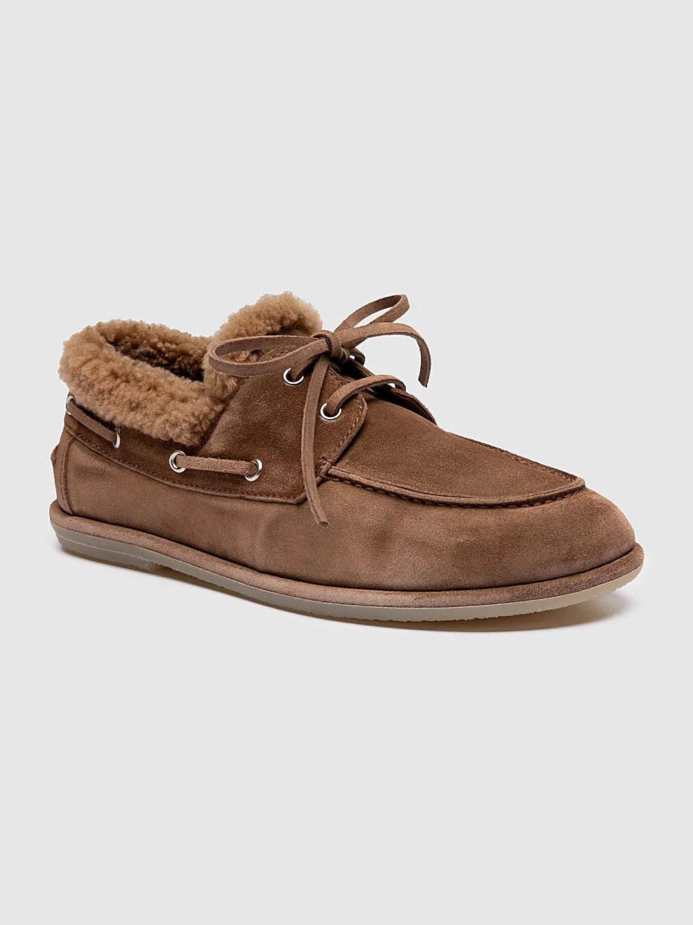 Brown shoes leather-laced front view showing the shape of the toe