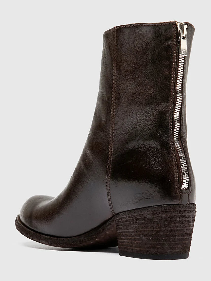 Brown stacked heel pair arranged together on a neutral ground