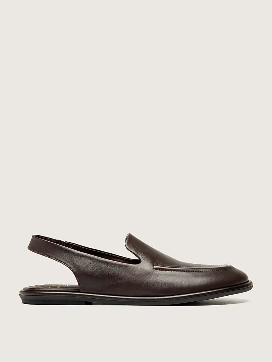 Brown flexible sole front view showing the shape of the toe