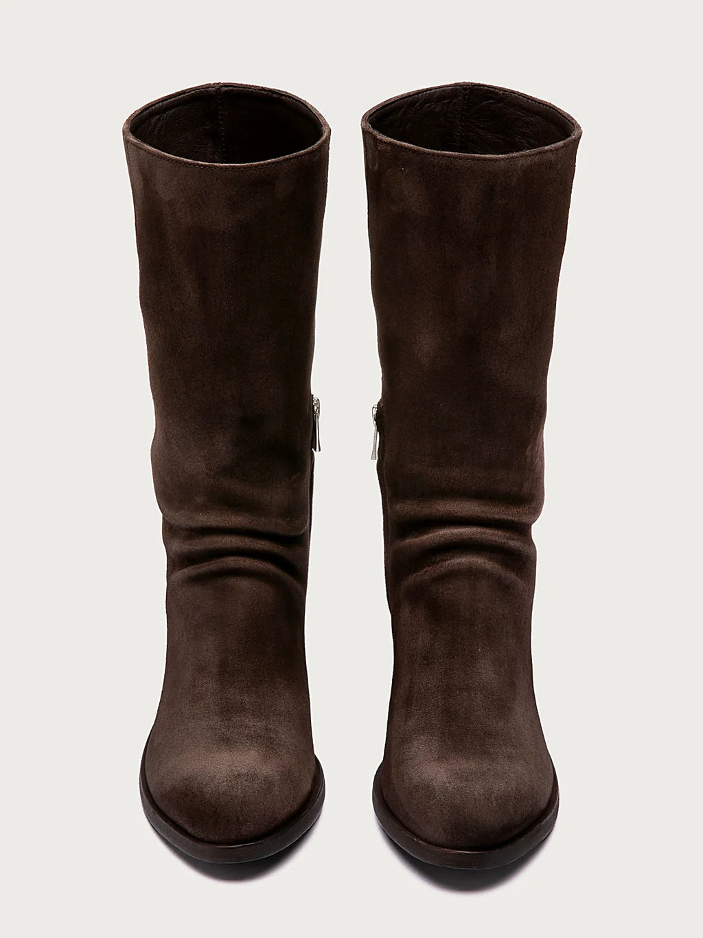 Brown side zip seen at an angle showing the toe