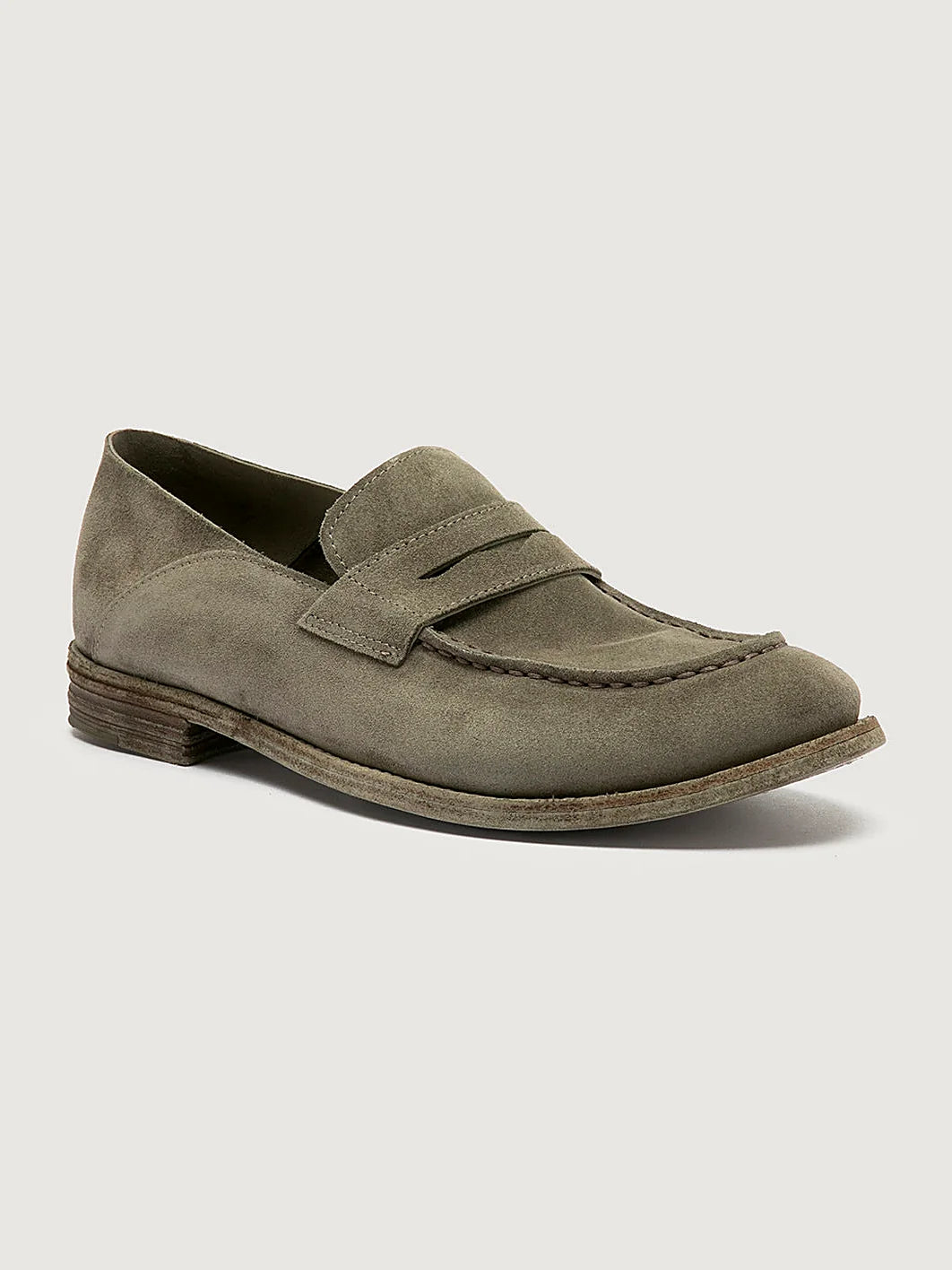 Green suede-effect finish viewed from above showing the opening