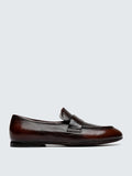 Brown heritage finish front view showing the shape of the toe
