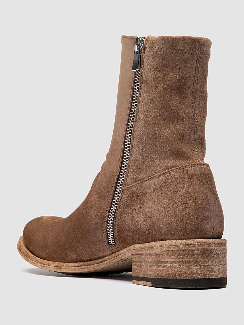 Brown ankle boots detail of the stitching and upper