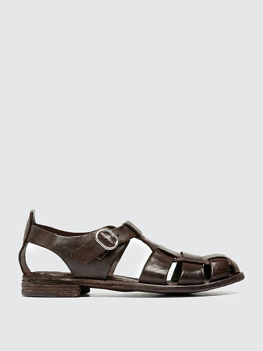 Brown smooth leather shown from the side on a plain background