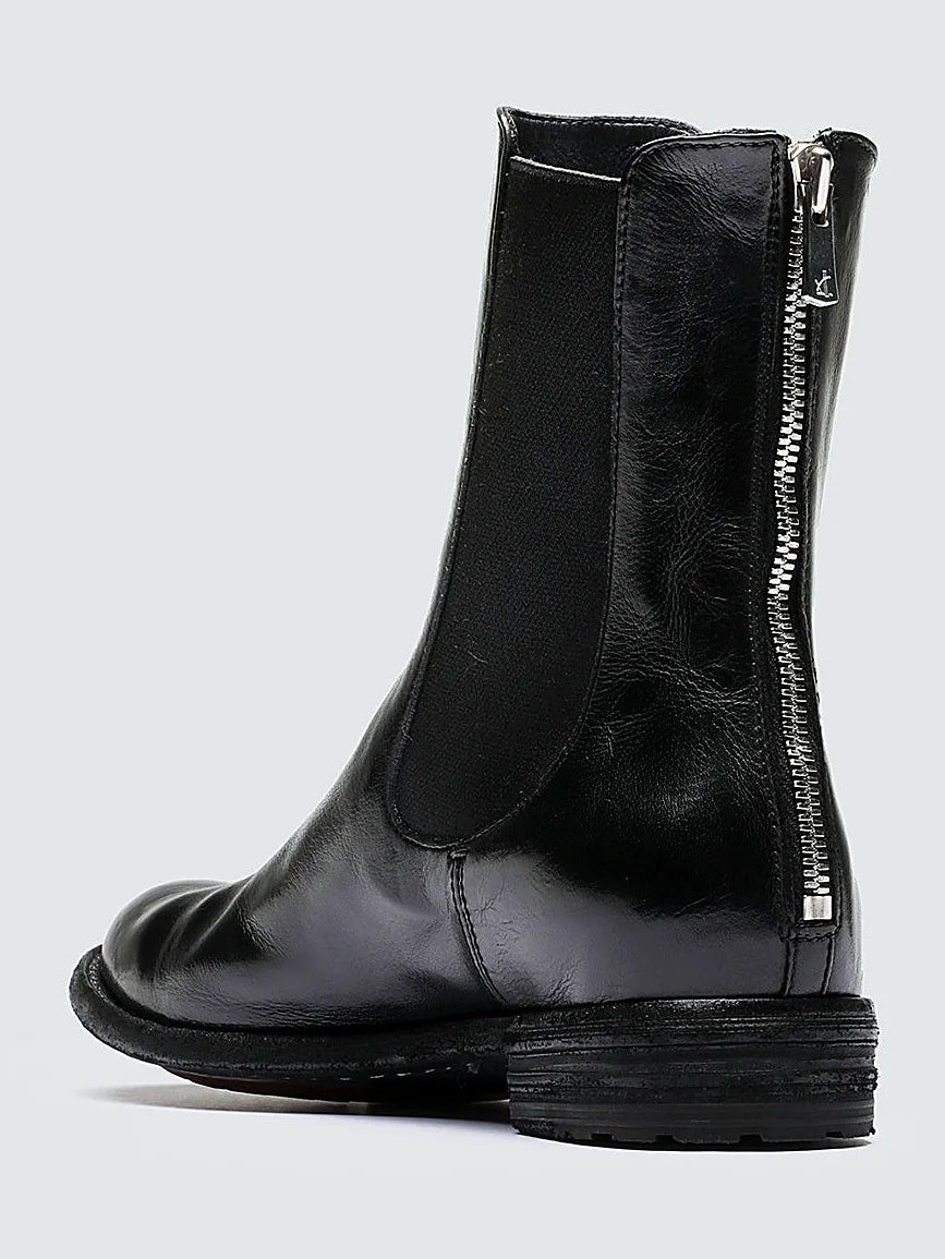Black zipped heel detail of the stitching and upper